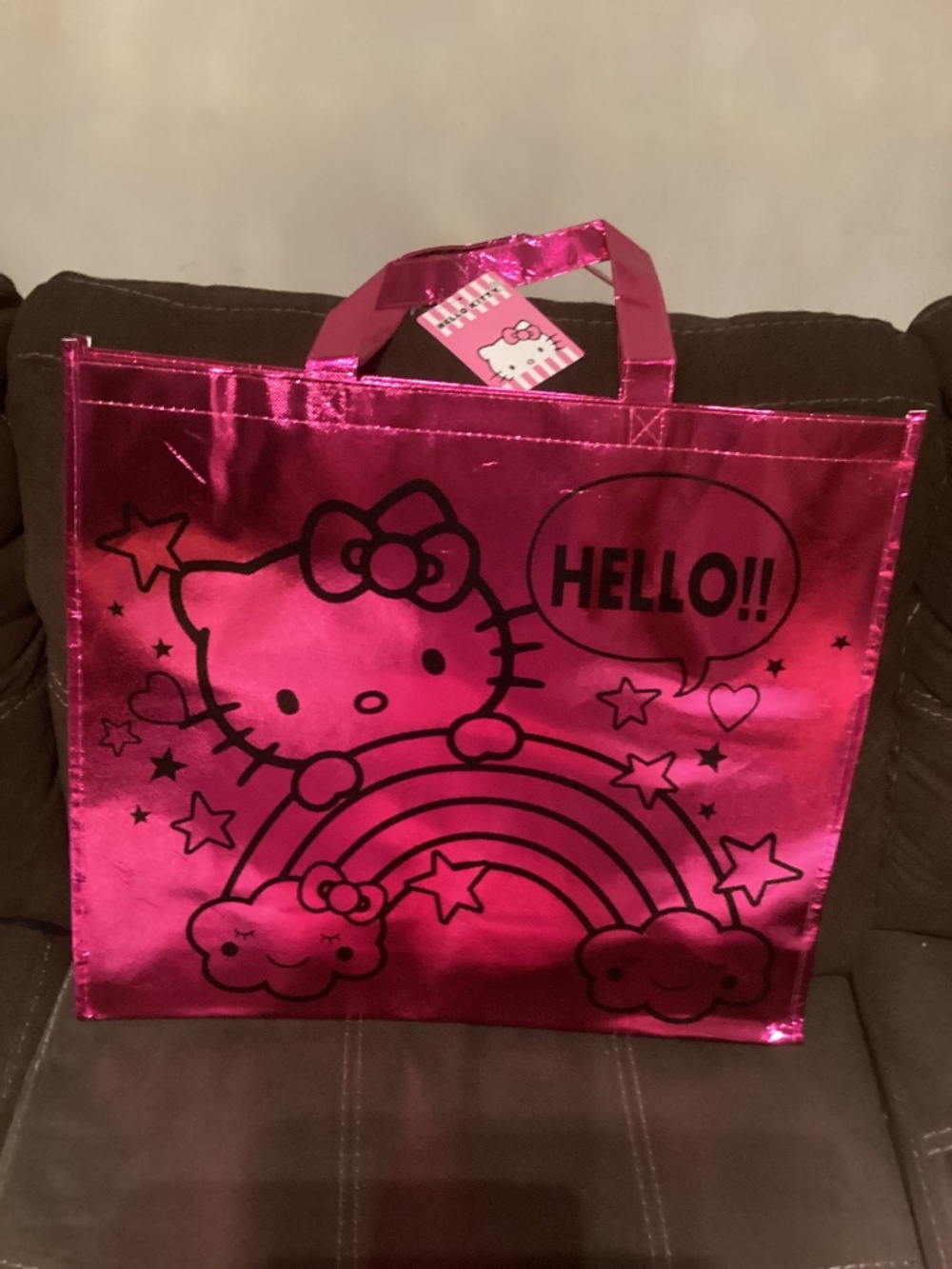 New Hello Kitty Reusablebags Tote Bag- foil pink